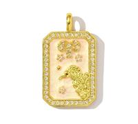 AUOU 3pieces Copper Zircon Tarot Card Earrings Square Zodiac Necklace Pendants Fish Leo Accessory