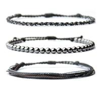 AUOU Tiger Eye Stone Volcanic Stone Hand Woven Fried Dough Twists Knot Three Piece Set
