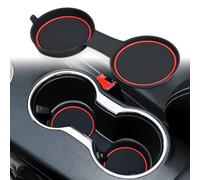 Auovo 3D Cup Holder Insert Coaster Compatible with Ford Mustang Accessories 2015-2023 Silicone Cup Mat Pad Liner Replacement Interior Decoration (Red Trim, 1-pc)