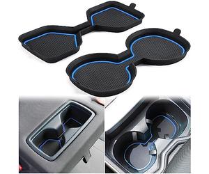 Auovo 3D Cup Holder Inserts for Toyota RAV4 Accessories 2025 2024 2023 2022 2021 2020 2019 Silicone Center Console Cup Holder Coaster Liner Mat Pad Interior Trims (Blue, 2pcs kit)