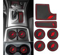 Auovo Anti dust Mats for Dodge Charger Accessories 2015 2016 2017 2018 2019 2020 2021 Custom Fit Cup Holder Liners Mats(6pcs/Set, red)