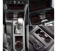 Auovo Non-Slip Anti-dust Interior Custom Fit Cup Door Center Console Liner Accessories for 2016-2020 Toyota Tacoma 3RD GEN (Red, Full Set 18pcs)