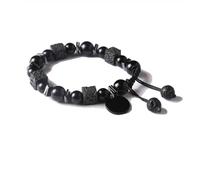 Auoy Dhof Tiger Eye Stone Bracelet Beaded Couple Bracelet for Women and Men Titanium Steel Chain Adjustable 8 mm, Uniform size, Stainless steel, tiger's eye.obsidian, tiger's eye