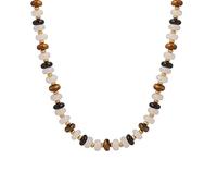 Auoy Dhof Tiger Eye Stone Bracelet Beaded Couple Bracelet for Women and Men Titanium Steel Chain Adjustable 8 mm, Uniform size, Stainless steel, tiger's eye.obsidian, tiger's eye
