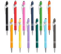AUPERTO 12 Pcs Personalised Ballpoint Pen, Metal Pen Set Black Pens Multicolor Stylus Pen Retractable Pens for Business, Graduation, Anniversary