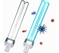 AUPERTO 2 PCS Replacement UV Bulb, 9W H Shape Germicidal Lamp for Kitchen, Bedroom, Living Room, Office, School, Pond UVC Filters Machine or Clarifiers