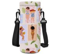 AUPET Water Bottle Bag Carrier,24oz/32oz Insulated Neoprene bottle Sling Holder Case Pouch Cover for 1000ML/750ML Bottles with Shoulder Strap for walking (Beach Sunbathing, 1000ML)