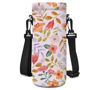 AUPET Water Bottle Bag Carrier,24oz/32oz Insulated Neoprene bottle Sling Holder Case Pouch Cover for 1000ML/750ML Bottles with Shoulder Strap for walking (Spring flower, 750ML)