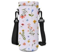 AUPET Water Bottle Bag Carrier,24oz/32oz Insulated Neoprene bottle Sling Holder Case Pouch Cover for 1000ML/750ML Bottles with Shoulder Strap for walking (Colorful Floral, 1000ML)