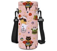 AUPET Water Bottle Bag Carrier,24oz/32oz Insulated Neoprene bottle Sling Holder Case Pouch Cover for 1000ML/750ML Bottles with Shoulder Strap for walking (Cute Cat Circus, 1000ML)