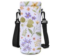 AUPET Water Bottle Bag Carrier,24oz/32oz Insulated Neoprene bottle Sling Holder Case Pouch Cover for 1000ML/750ML Bottles with Shoulder Strap for walking (Pressed Flower Art, 750ML)