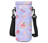 AUPET Water Bottle Bag Carrier,24oz/32oz Insulated Neoprene bottle Sling Holder Case Pouch Cover for 1000ML/750ML Bottles with Shoulder Strap for walking (Cute Pastel theme, 750ML)