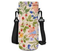 AUPET Water Bottle Bag Carrier,24oz/32oz Insulated Neoprene bottle Sling Holder Case Pouch Cover for 1000ML/750ML Bottles with Shoulder Strap for walking (Pink Piggy, 1000ML)