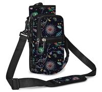 AUPET Water Bottle Sling Bag Sleeve Holder Carrier 25/32/40/64 oz,Insulated Crossbody Water Bottle Case Cover with Strap and Pockets for Men/Women Walking Hiking (Mystical Cosmic, 25oz)