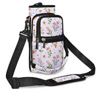 AUPET Water Bottle Sling Bag Sleeve Holder Carrier 25/32/40/64 oz,Insulated Crossbody Water Bottle Case Cover with Strap and Pockets for Men/Women Walking Hiking (Colorful Floral, 25oz)