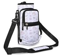 AUPET Water Bottle Sling Bag Sleeve Holder Carrier 25/32/40/64 oz,Insulated Crossbody Water Bottle Case Cover with Strap and Pockets for Men/Women Walking Hiking (Black Star Cat, 25oz)