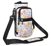 AUPET Water Bottle Sling Bag Sleeve Holder Carrier 25/32/40/64 oz,Insulated Crossbody Water Bottle Case Cover with Strap and Pockets for Men/Women Walking Hiking (Vibrant Spring Floral, 25oz)