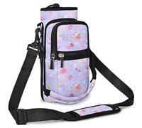 AUPET Water Bottle Sling Bag Sleeve Holder Carrier 25/32/40/64 oz,Insulated Crossbody Water Bottle Case Cover with Strap and Pockets for Men/Women Walking Hiking (Cute Pastel Theme, 25oz)