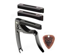 AUPHY Guitar Capo with 3 Interchangeable Pads for Different Fingerboard Curves - Fits Acoustic/Electric/Classical Guitars & Ukulele Mandolin, etc. Include A Metal Pick（Matte Black）