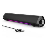 Auphyra Desktop Computer Speakers, High-performance Wired Soundbar for PC, Plug and Play - USB Powered with 3.5mm Audio Cord, Flowing Purple Ambient Light, Volume Control Knob