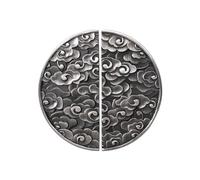 AUPKROT JSBWSFA 2PCS Antique Zinc Alloy Half Moon Cabinet Pulls, Kitchen Cabinet Pulls Gold Drawer Dresser Handles Semicircle Pulls New Chinese Auspicious Pattern Unique Cabinet Hardware (Silver)