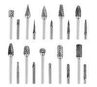 Aupoko 1/8-in Carbide Burrs, 20Pcs Tungsten Double Cut Drill Bit, 1/8” Shank Rotary Burr Rapid Abrasives Grinder Bits Milling Cutter Set for DIY Woodworking Carving, Polishing, Engraving, Drilling