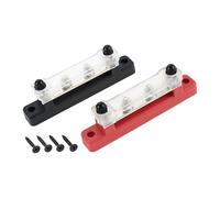 Aupoko 12V-48V DC Busbar 150A Power Distribution Block, 2-Pack Busbar Blocks with 4xM6 Terminal Bolts for Auto/RV/Boat - Red & Black High-Capacity Terminals