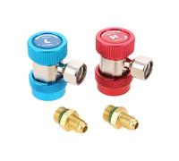 Aupoko AC R134A Adapter Fitting, Adjustable R134A Quick Coupler Adapter Fittings Quick Couple, with 1/4" SAE Fittings, R134A High & Low AC Adjustable Quick Coupler Fitting Adapters