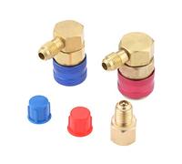 Aupoko R12 to R134A Conversion Quick Connect Coupler Kit, High/Low Side 90 Degree Angle Quick Coupler Manifold Gauge Set with R134A 1/2" Female x 1/4" SAE Male Tank Adapter