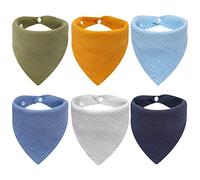 AUPOWER 6 Pieces Baby Dribble Bibs, Double Layer, soft and Absorbent Towel Drool Bib with 2 Adjustable Push Button for Baby, Toddlers - 01