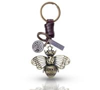 AuPra 3D Bee Keyring Gift for Women & Men | Leather Bumblebee Key Ring Charm | Cute Honeybee Keychain for Car, Home & Door Keys | Present for Her & Him