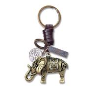 AuPra 3D Elephant Keyring Gift for Women & Men | Leather Elephant Key Ring Charm | Lucky Keychain for Car, Home & Door Keys | Present for Her & Him