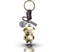 AuPra 3D Pig Keyring Gift for Women & Men | Leather Animal Keychain | Cute Piggy Key Ring Charm for Car, Home & Door Keys | Keyring Present for Her & Him