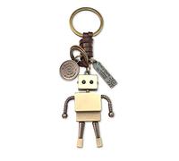 AuPra 3D Robot Keyring Gift for Women & Men | Leather Cute Character Key Ring Charm | Funny Keychain for Car, Home & Door Keys | Present for Boys & Kids