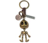 AuPra 3D Skeleton Keyring Gift for Women & Men | Leather Skull Key Ring Charm | Gothic Keychain for Car, Home & Door Keys | Halloween Present for Her & Him
