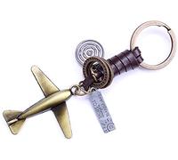 AuPra Airplane Keyring Gift for Women & Men | Handmade Leather Key Ring | Vintage Charm for Home, Car & Door Keys | Air Plane Pilot Keychain Present for Her & Him