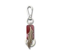 AuPra Feather Keyring Gift for Women & Men | Handmade Brown Leather Key Ring | Vintage Charm for Home, Car & Door Keys | Red Keychain Present for Her & Him