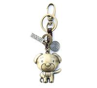 AuPra Funny Dog KeyRing Gift Idea Women Men Leather Home Vintage Animal Lovers KeyChain Mum Dad Novelty Friendship Charm Key Ring Present | Girl & Boy Cute Best Friend Mini Pendant