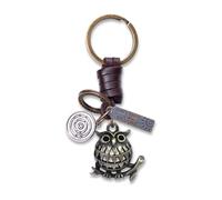 AuPra Funny Keyring Gifts for Women & Men | Handcrafted Leather Unique Key Rings | Lucky Key Charm Vintage Accessory For Girls & Boys (Owl)