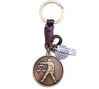 AuPra Libra Zodiac Leather Keyring Best Friend Gift Idea Women & Men Safe House Keychain Scales Horoscope Simbol Charm Girl & Boy Friendship Small Present Car Key Ring Pendant
