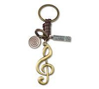 AuPra Music Note Keyring Gift for Women & Men | Handmade Leather Treble Clef Key Ring | Vintage Charm for Home, Car & Door Keys | Musical Keychain Present for Her & Him