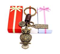 AuPra Personalised Owl Keyring Gift | Custom Engraved Bird Key Ring | Wisdom Bird Charm Keychain for Women & Men