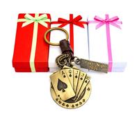 AuPra Personalised Poker Keyring Gift | Leather Poker Cards Key ring | Casino Night Gift | Poker Player Present | Card Game Lucky Charm