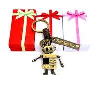 AuPra Personalised Robot Keyring Gift for Women & Men | Custom Engraved Name Keychain | Leather Cute Character Key Ring for Boyfriend, Kids & Friends