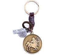 AuPra Sagittarius Zodiac Leather Keyring Best Friend Gift Idea Women & Men Safe House Keychain Archer Horoscope Simbol Charm Girl & Boy Friendship Small Present Car Key Ring Pendant