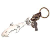 AuPra Shark Keyring Gift for Women & Men | Handmade Leather Bottle Opener Key Ring | Vintage Charm for Home, Car & Door Keys | Fish Keychain Present for Her & Him