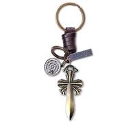 AuPra Sword Keyring Gift for Women & Men | Handmade Leather Gun Key Ring | Vintage Charm for Home, Car & Door Keys | Cool Keychain Present for Her & Him
