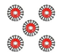 AUPREX 5 Pack 4 Inch Twist Knotted Wire Wheel Brush for Angle Grinder with 5/8 Inch-11 Threaded Arbor - 0.02 Inch Carbon Steel Wire for Heavy-Duty Conditioning for Various Metals
