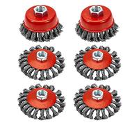 AUPREX 6 Pack 4 Inch Wire Wheels for Angle Grinder, 3 Inch Wire Cup Brush for 4 1/2 Angle Grinder, Twist Knotted Carbon Steel Wire Wheel with 5/8"-11 UNC Thread Arbor for Removing Rust,Paint etc