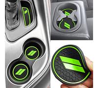 Auprite Anti Dust Mats for Dodge Challenger 2015-2023, Custom fits Cup Holder Liners Mats Door Pocket Center Console Liners for Challenger 2022(Green/11Pcs)